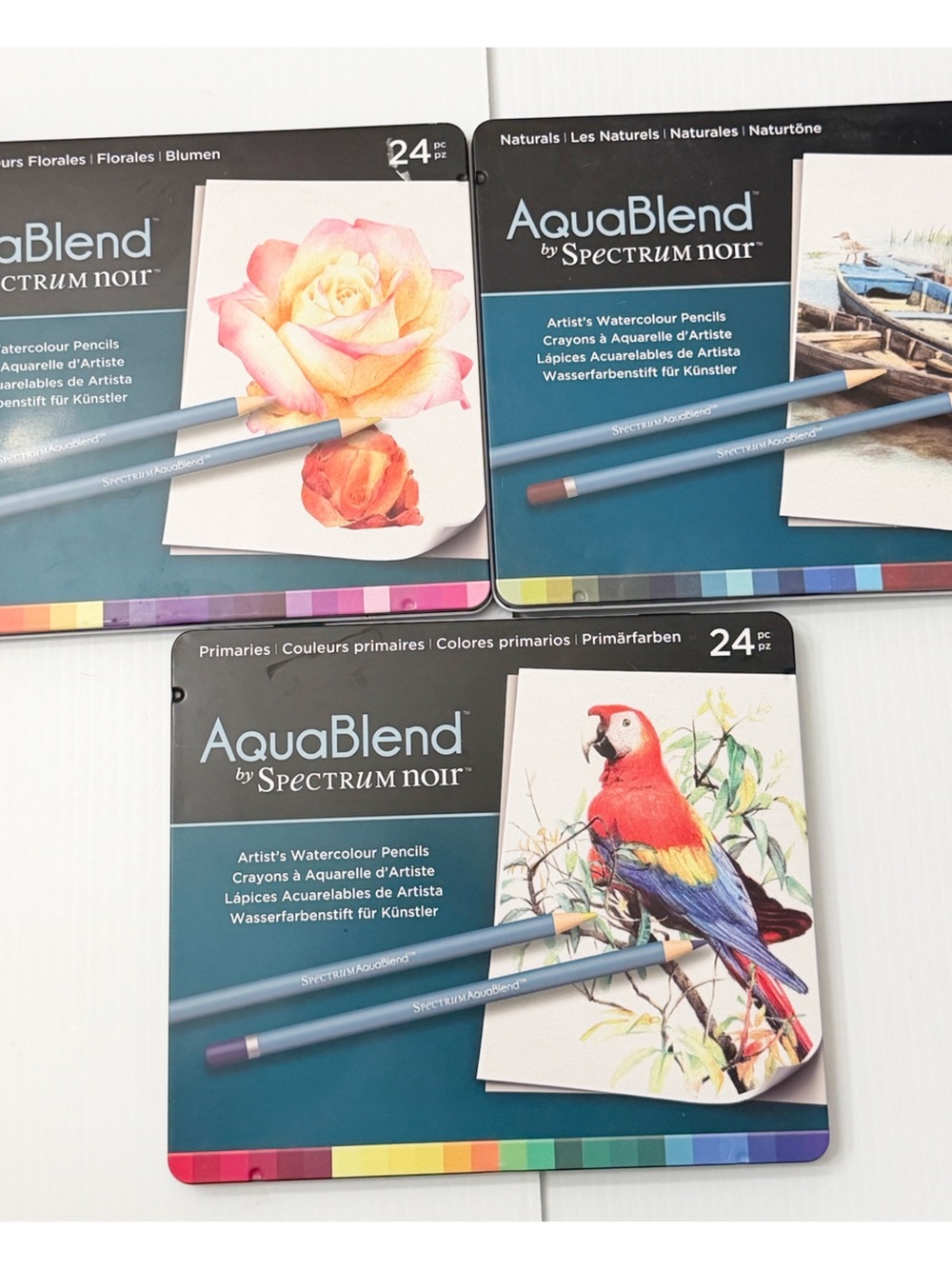 AquaBlend by Spectrum Noir Primaries, Naturals & Floral Watercolor Pencil Set -3